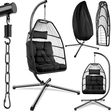 tectake® Fauteuil Oeuf Suspendu Chaise hamac Balancoire C…