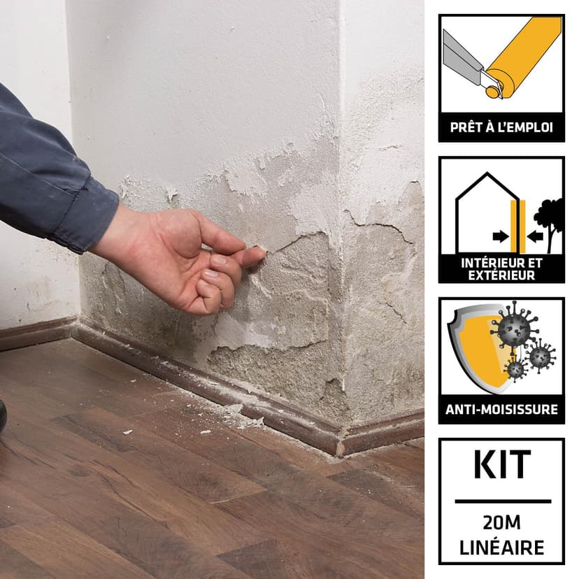SIKA - Kit Traitement contre les Remontées Capillaires/Remontées d'Humidité dans les Murs - SikaMur InjectoCream 100, Blanc - Intérieur et Extérieur - Anti-moisissures - 20m linéaire - 3