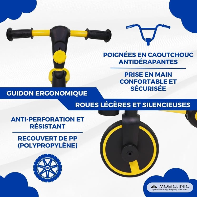 Mobiclinic®, Tricycle 5 en 1, Chase, Évolutif, De, À Ans, Guidon et siège réglables, Ultraléger 3, Kg, Montage Facile, Roues Anti-crevaison, Jusqu'à 25, Porte-Bouteille - 5