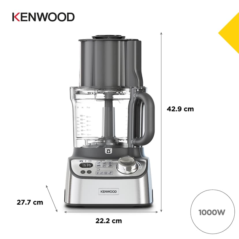 Kenwood MultiPro XL Weigh+ FDM72.990SS Robot de cuisine compact, avec balance et minuterie intégrées, récipient de travail de 3 l, vitesse variable, bac de remplissage XL, 1000 W, argenté - 6
