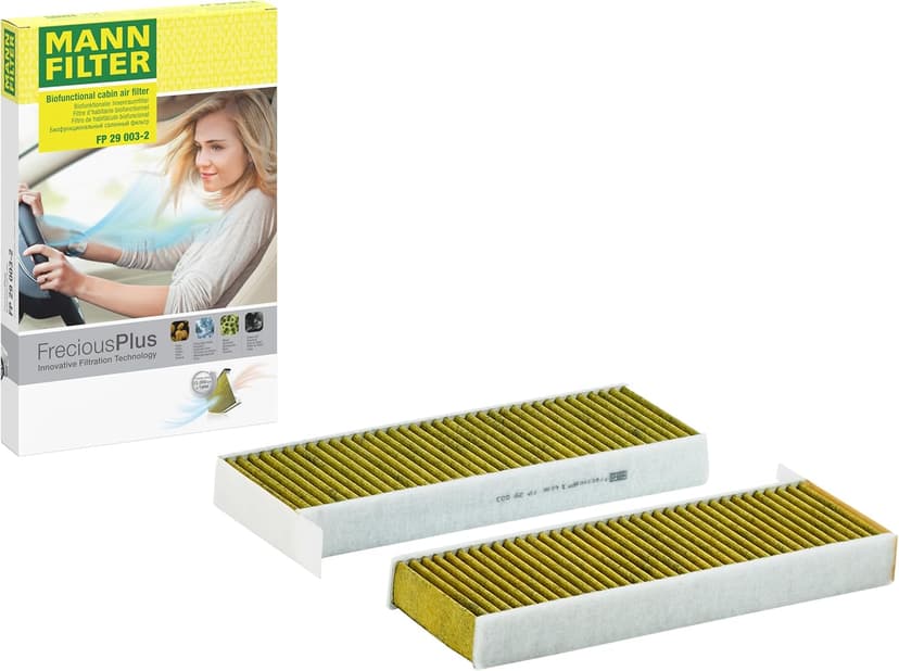 MANN-FILTER FP 29 003-2 Cabin Air Filter - FreciousPlus Biofunctional Pollen Filter - (set of 2) for Cars + Transporters - 1