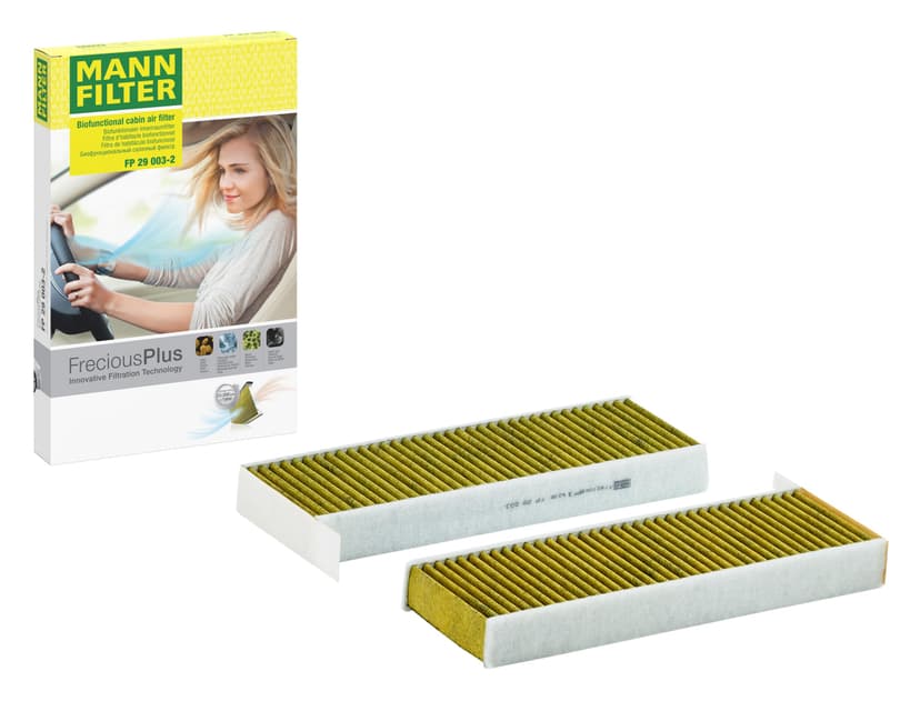 MANN-FILTER FP 29 003-2 Cabin Air Filter - FreciousPlus Biofunctional Pollen Filter - (set of 2) for Cars + Transporters - 1