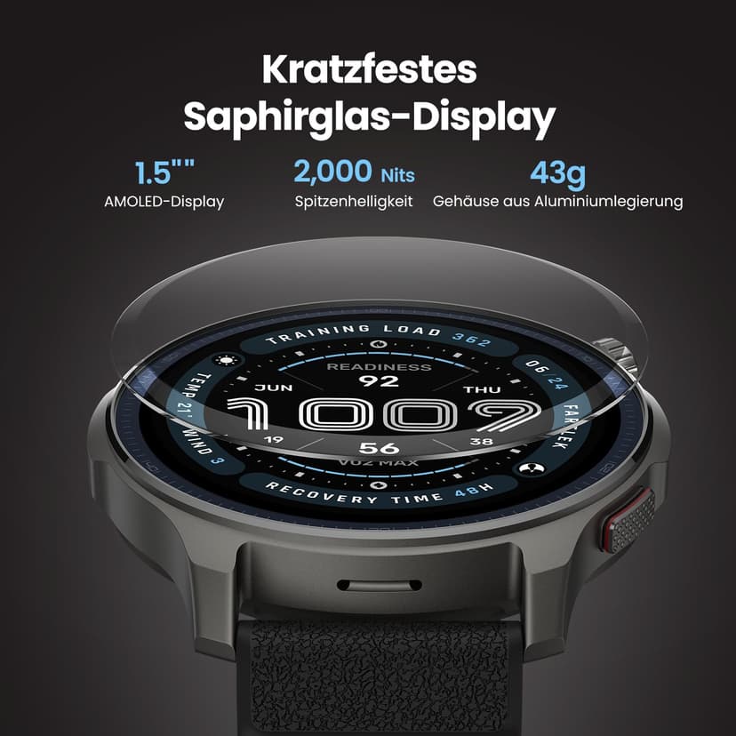 Amazfit Balance 2 Montre Connectée Homme 47mm, GPS, NFC, Écran AMOLED 1,5" en Verre Saphir, Autonomie 21J, 170 Modes Sport, Hyrox, Golf, Suivi Cardio & Sommeil, Smartwatch pour Android et iPhone - 2