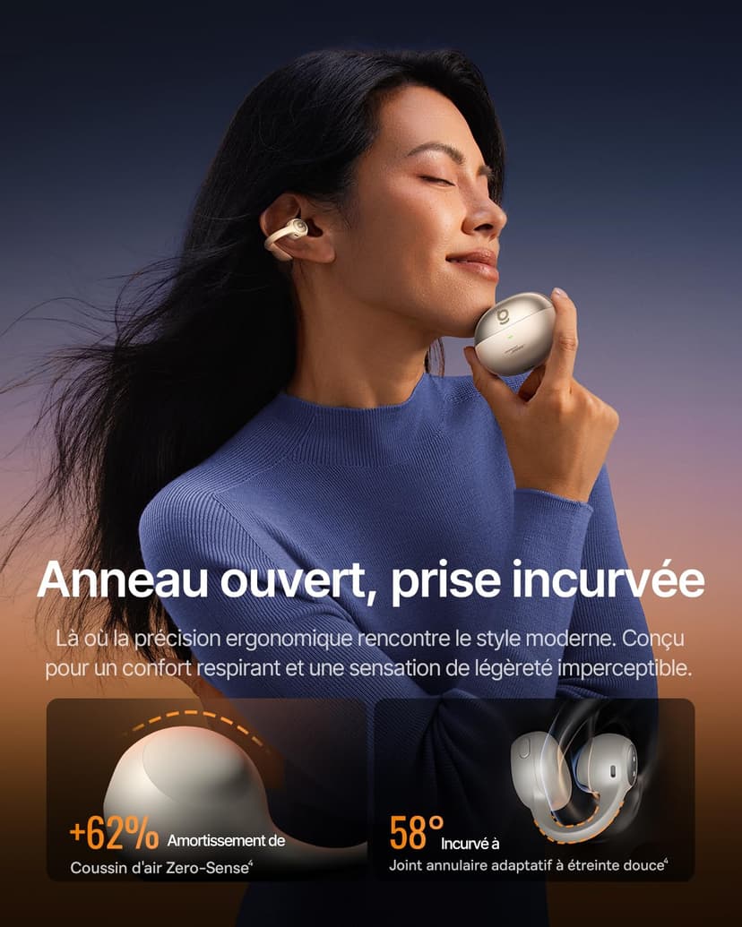 Baseus Inspire XC1 Écouteurs Bluetooth sans Fil Open-Ear, Sound by Bose, Cloud-Confort, Dolby Audio | Hi-Res | Haut-Parleur Hybride 2 Voies | Tweeter Knowles BA, autonomie 40 h, IP66, AI-Clear Calls - 4