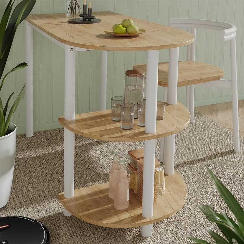 Vicco Table de Cuisine Freetown, Chêne doré/Blanc, 110x50cm avec étagères Ouvertes, Convient comme Table à Manger ou de Travail pour Petites Cuisines - 5