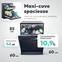 CANDY - Lave-Vaisselle - Pose Libre - 15 Couverts - Classe Énergétique C - Maxi Cuve, Wash & Dry 35 min, Ouverture Automatique, Contrôle à Distance - Noir - 60 x 85 x 60 cm - Modèle CF 5C6F0B - 3