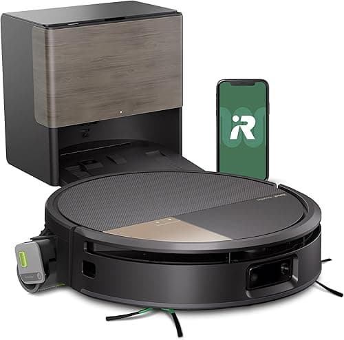 iRobot Roomba Max 705 Combo + Base AutoWash, Rouleau serpillière PowerSpin, Protection du Rouleau, Deux brosses, Vidage Automatique, Séchage du Rouleau à l’air Chaud, évite Les Objets, LiDAR, Noir