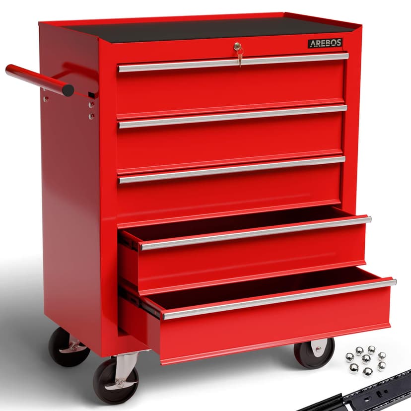AREBOS Servante d’Atelier Servante Caisse | 5 tiroirs | R… - 1