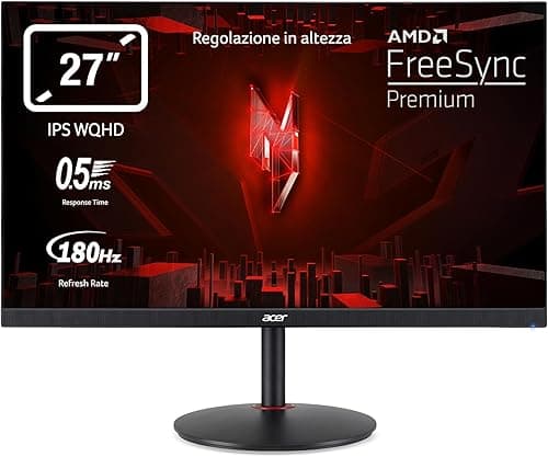 Acer Nitro XV271UM3bmiiprfx - 27" QHD, 180Hz (2560x1440, 16:9, FreeSync, 1ms, 250 Nits, Comfyview, BlueLightShield, 2xHDMI 2.0/1xDP 1.2) Tilting PC Monitor, Black