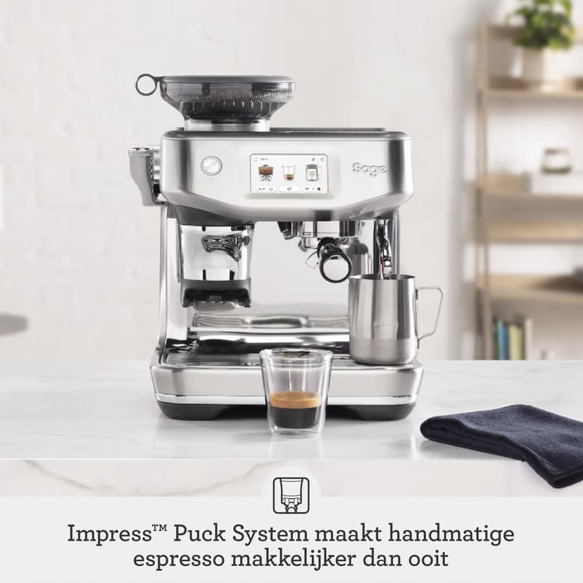 Sage - The Barista Touch Impress - Coffee Maker from Bean to Cup with Grinder, Milk Frother and Cold Brew Function - Almond Nougat - 2