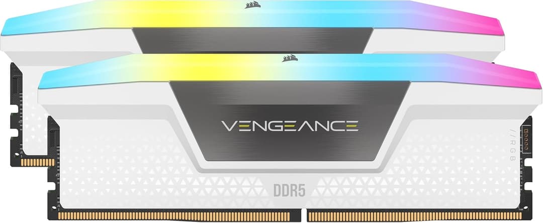 CORSAIR Vengeance RGB DDR5 RAM 32GB (2x16GB) 6000MHz CL36-44-44-96 1.4V AMD Expo & Intel XMP Desktop Computer Memory - White (CMH32GX5M2E6000Z36W)