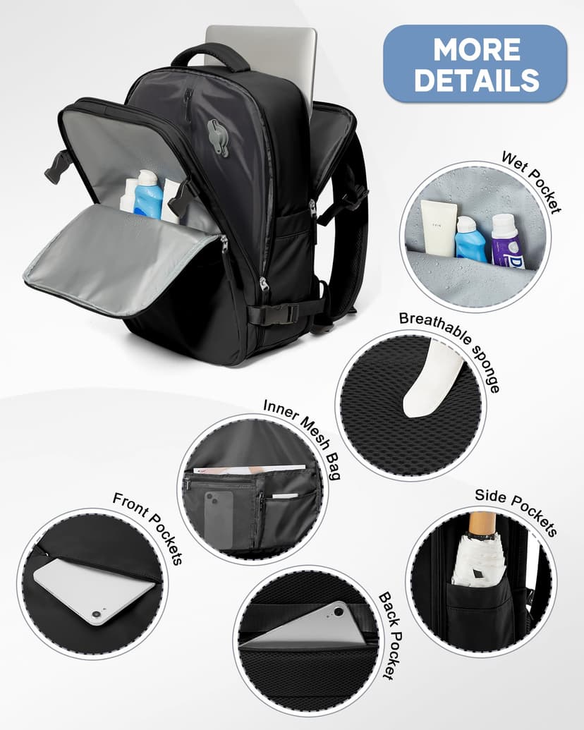 SZLX Sac à Dos Sous Vide Voyage 40x30x20 avec pompe Bagage Cabine Ryanair Wizz air Sous Vide Baggage Cabine 40x20x25 pour Ryanair Bagage à Main 45x36x20 Easyjet Sac Ordinateur Portable Femme Homme - 6