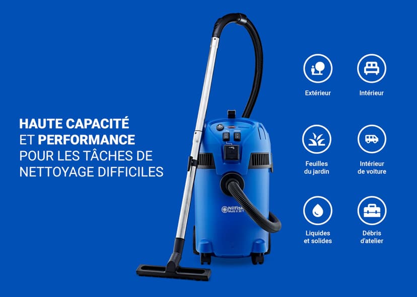 Nilfisk Multi II 30L T Aspirateur Eau et Poussière avec Prise Électrique pour la Maison, Jardin et Voiture (1400 W) - 3