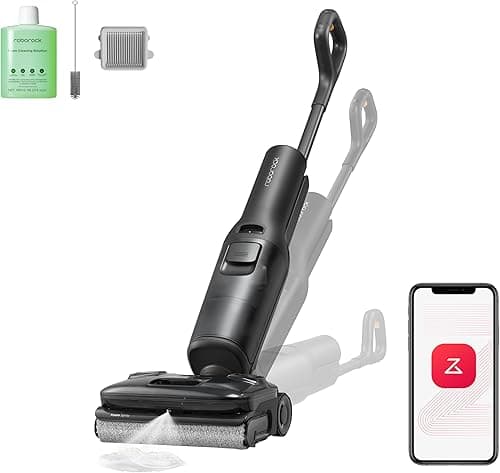 roborock F25 ACE Pro Aspirateur Laveur sans Fil, 25000Pa, JetFoaming Anti-Taches, Brosse Anti-Emmêlement, Design 180° à Plat, Auto-Nettoyage Eau Chaude & Séchage, 60 Min
