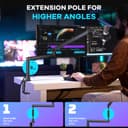 CAHAYA Microphone Boom Arm Professional Low Profile Adjustable Microphone Arm with Extension Rod Under-Screen Design for Streaming & Recording, Load Capacity up to 2.5 kg Microphone Swivel Arm - 9