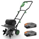 WORKPROX Motobineuse Électrique sans Fil 40V, Largeur 30 cm, Profondeur 20 cm, Batteries 2×4000 mAh, Guidon Pliable, Roues 4 Positions, Compacte et Silencieuse pour Jardin, Potager et Verger - 1