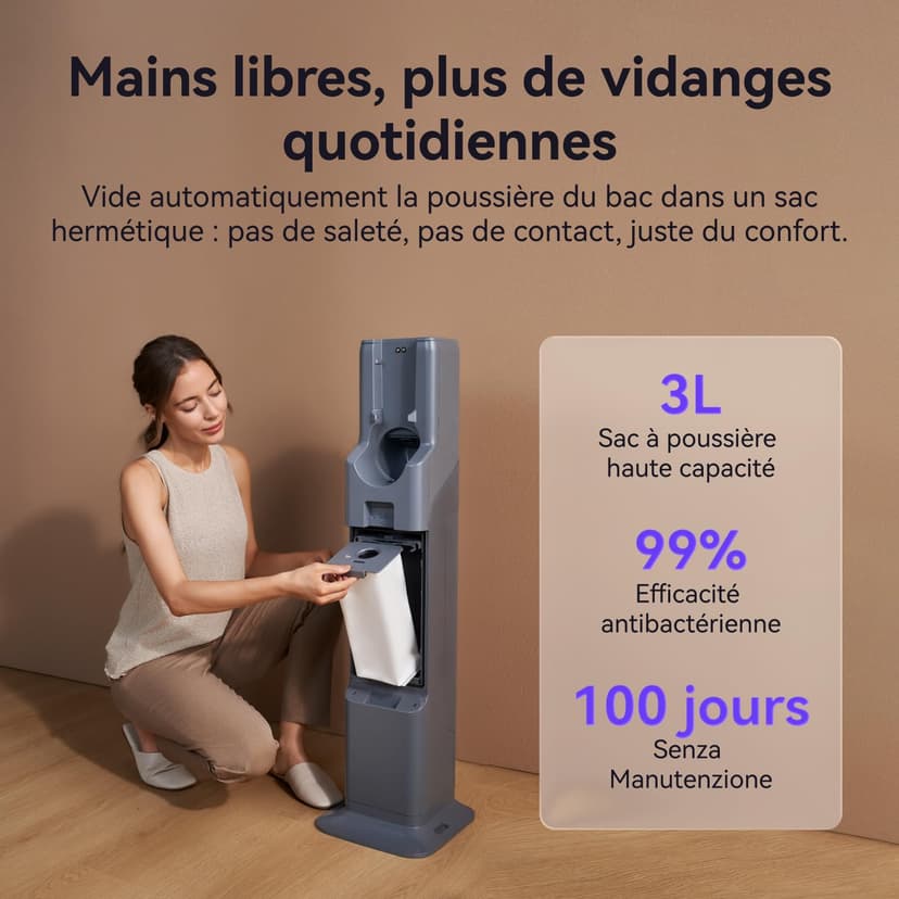 NARWAL V40 Station Aspirateur Balai sans Fil, 28000PA / 220AW, Station d'aspiration Automatique, 120 Minutes d'autonomie, Anti-emmêlement des Poils, 100 Jours sans Entretien, Brosse Multifonction - 7