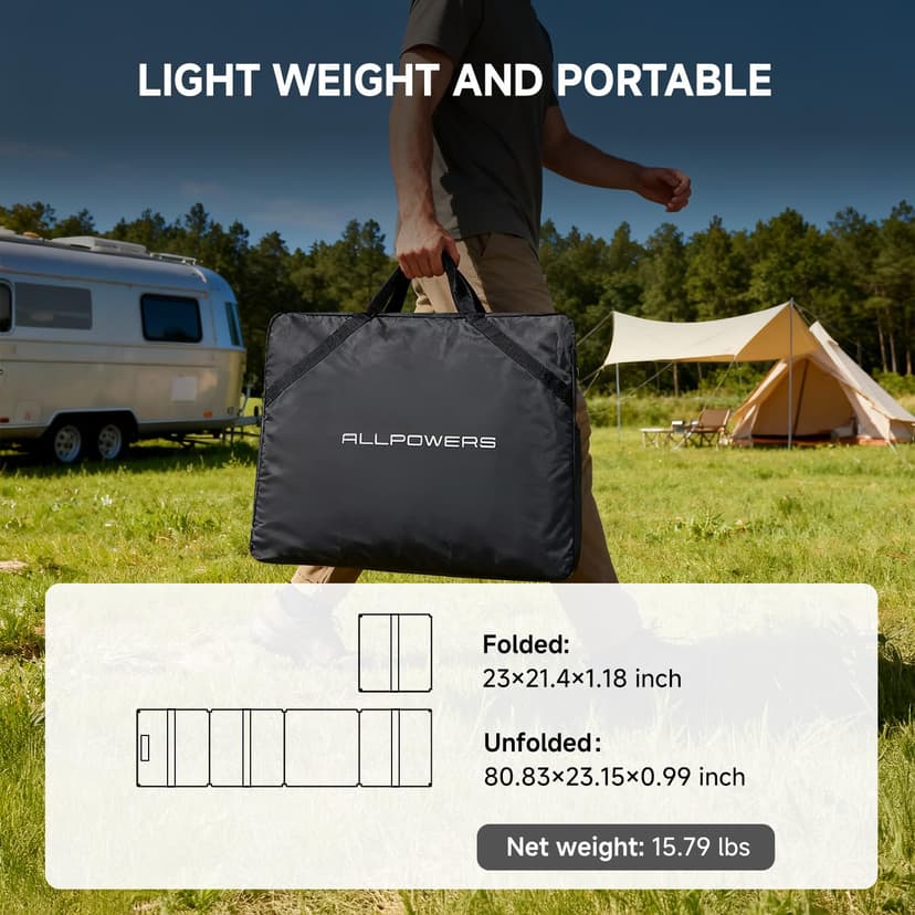 ALLPOWERS SE200 200W Portable Solar Panel for S2000 PRO R600 R1500 LITE R2500 V2 R4000 Power Station, Foldable Monocrystalline Solar Cell Solar Charger Solar Kit for RV Van Outdoor Off-Grid - 5