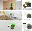 Niveau Laser Vert, Huepar 3x360 avec Batterie Li-ion Rechargeable, Laser Level Auto-nivellement, avec Port de Charge de Type-C et Étui de Transport à Coque Rigide Inclus - B03CG Pro - 2