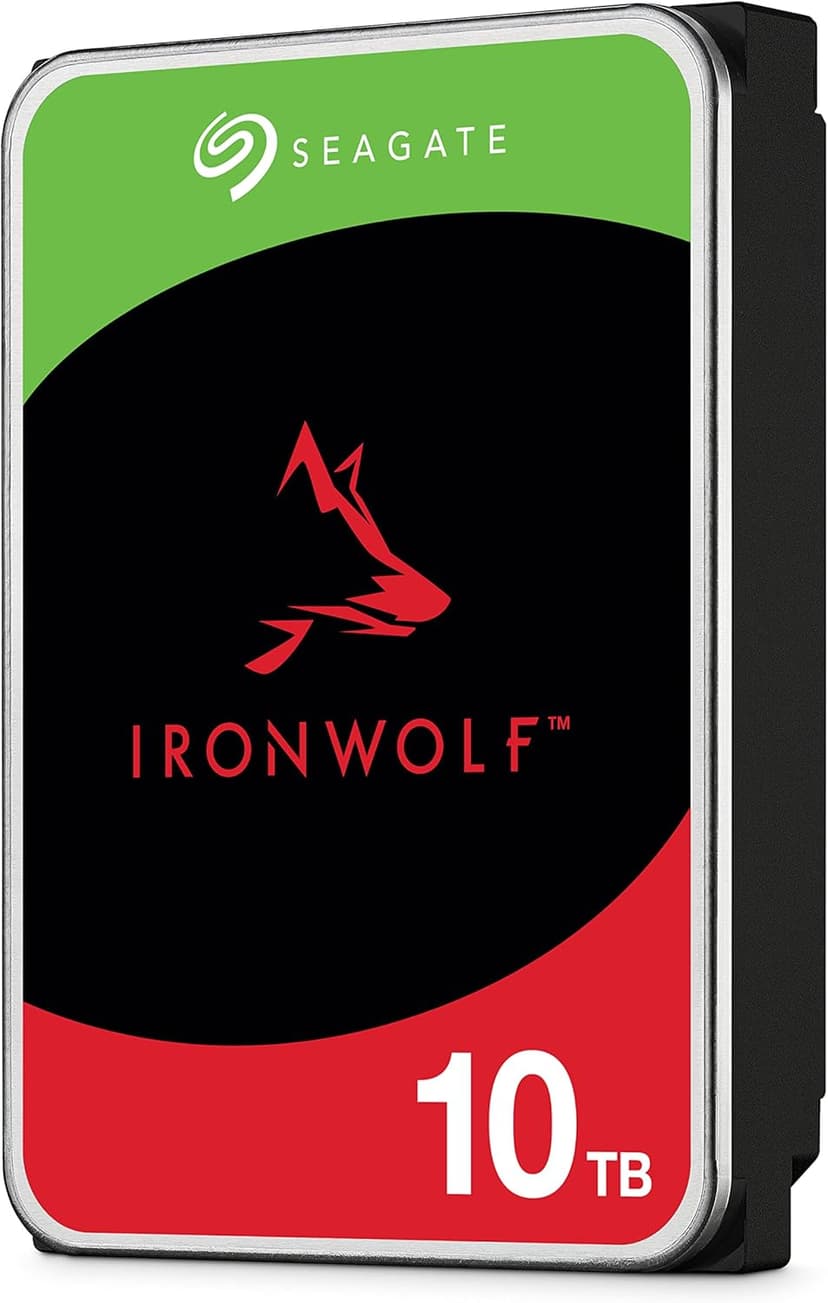 Seagate IronWolf, 10 TB, NAS, Internal Hard Drive, CMR, 3.5 Inch, SATA, 6GB/s, 5,400 RPM, 256MB Cache, for RAID Network Attached Storage, 3 year Rescue Services (ST10000VN0004) - 1