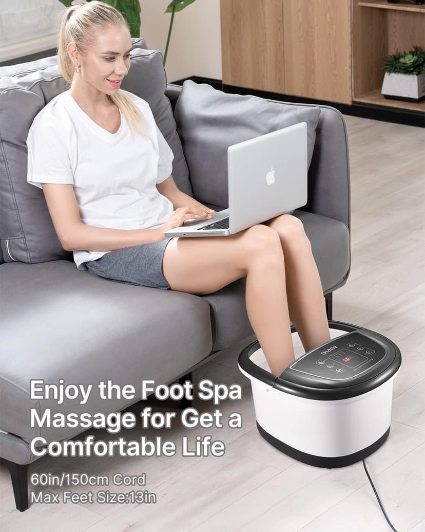 Bain de Pieds Hydromasseur RENPHO avec Chauffage Rapide, Massage Automatique et Jets de Bulles Puissants, Rouleaux de Massage Shiatsu, Pédicure pour les Pieds Fatigués,Température Réglables - 6