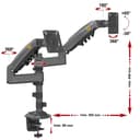 Ergosolid Heavy Duty Swivel Desk Mount with Gas Spring for Two 17-35 Inch LED LCD Monitors, VESA 75mm and 100mm up to 2x9 kg - 5