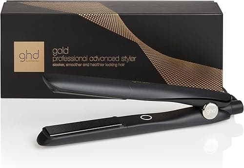 ghd - Lisseur cheveux ghd gold - Fer à lisser professionnel (Noir) - Cheveux plus lisses, 65% plus brillants, sans chaleur extrême - Lisseur boucleur, design arrondi - Idéal tous types de cheveux