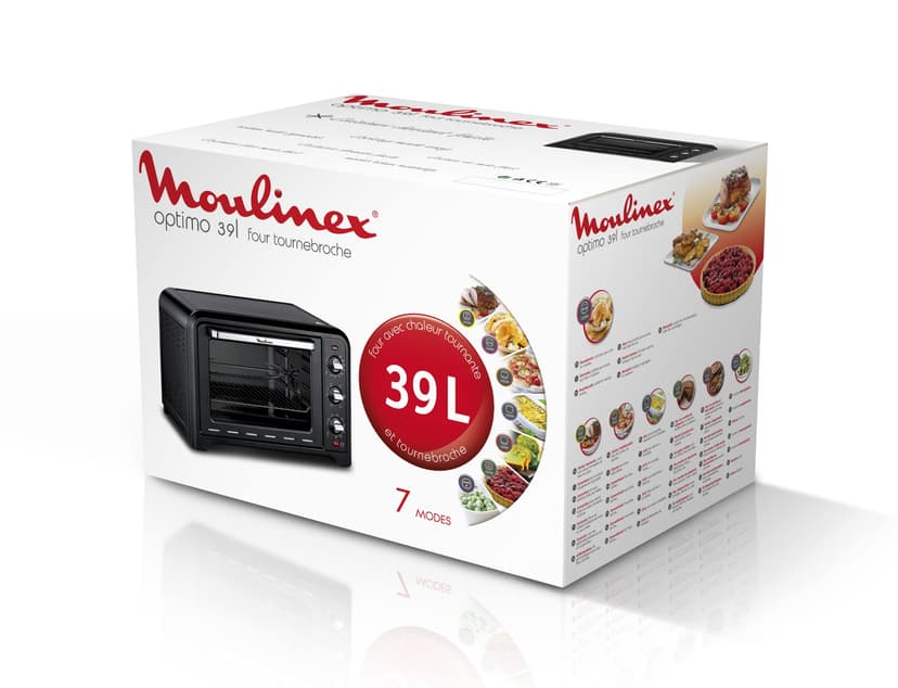 Moulinex Four électrique 39 L, 7 modes de cuisson, Chaleur tournante, Thermostat réglable jusqu’à 240° C, Tournebroche, Minuteur 120 min, Grille réversible, Optimo noir OX485810 - 9
