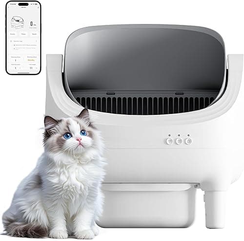 JUMMICO Litière pour Chat Automatique et Intelligente - Litière Chat Autonettoyante avec App, Surveillance Santé & Contrôle des Odeurs | Capacité XXL 12L (15 Jours), Sécurité 8 Capteurs, Design Ouvert