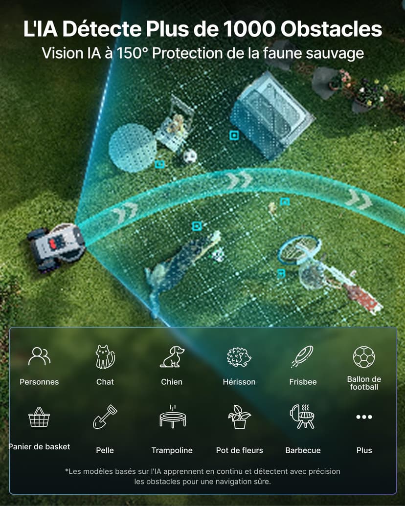 ANTHBOT Robot Tondeuse M5, 500-700㎡，150㎡/h, NetRTK + 4G, Cartographie Automatique, Double Vision IA, Gestion Multi-Zones, APP Control, 3-7CM Réglage de la Hauteur de Coupe - 5