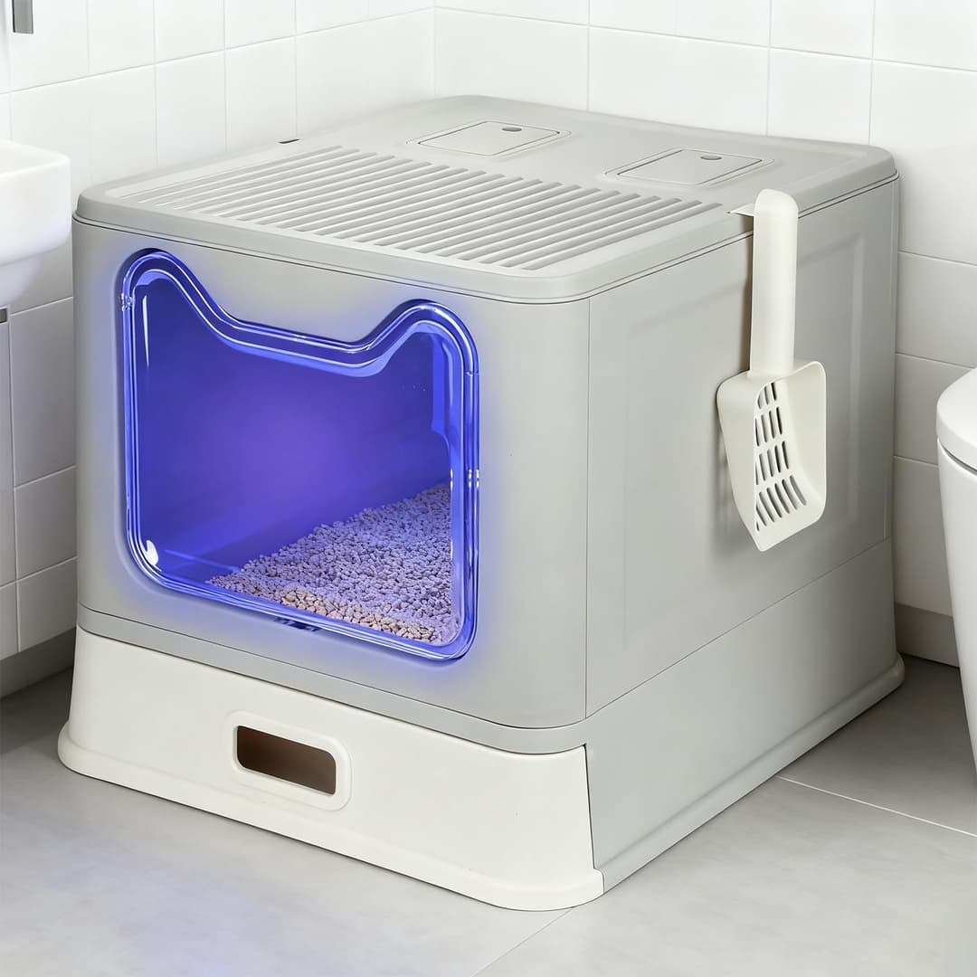XXL Stainless Steel Cat Litter Tray for Large Cats, Doubl…