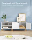 VASAGLE TV Stand Unit, Entertainment Center with Adjustable Shelf, for 65 Inch TVs, 147 cm Long Media Console Table, Transitional Style, for Living Room, Bedroom, Natural Oak and Cream White LTV556Y01 - 4