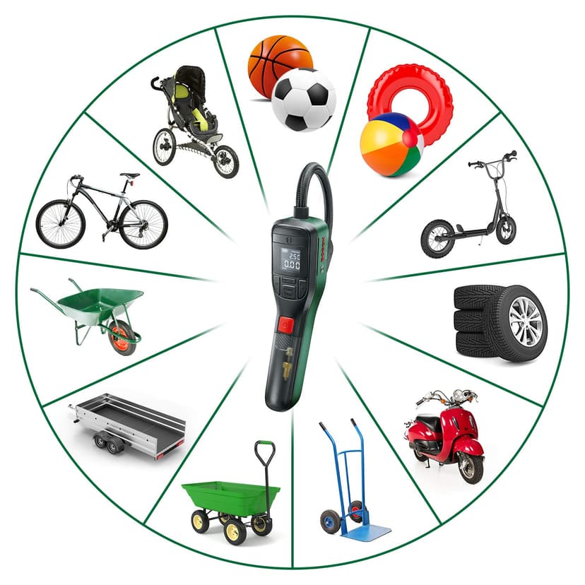 Bosch Electric Air Pump Mini Compressor EasyPump (3.0 Ah battery, 3.6 Volt, 150 PSI, 10.3 bar, LED), green/black - 8