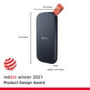 SANDISK Portable SSD 1TB (Read speeds up to 800 MB/s, USB 3.2 Gen 2, USB-C, NVMe Solid State Performance, Updated firmware, fastening loop made of durable rubber) Black - 2