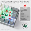 Redragon K617 Fizz 60% German QWERTZ Layout Gaming Keyboard, RGB Wired Gaming Keyboard, 62 Keys, Hot Swap Red Switches, Programmable Buttons, Removable USB Type C Cable - Grey & White - 4
