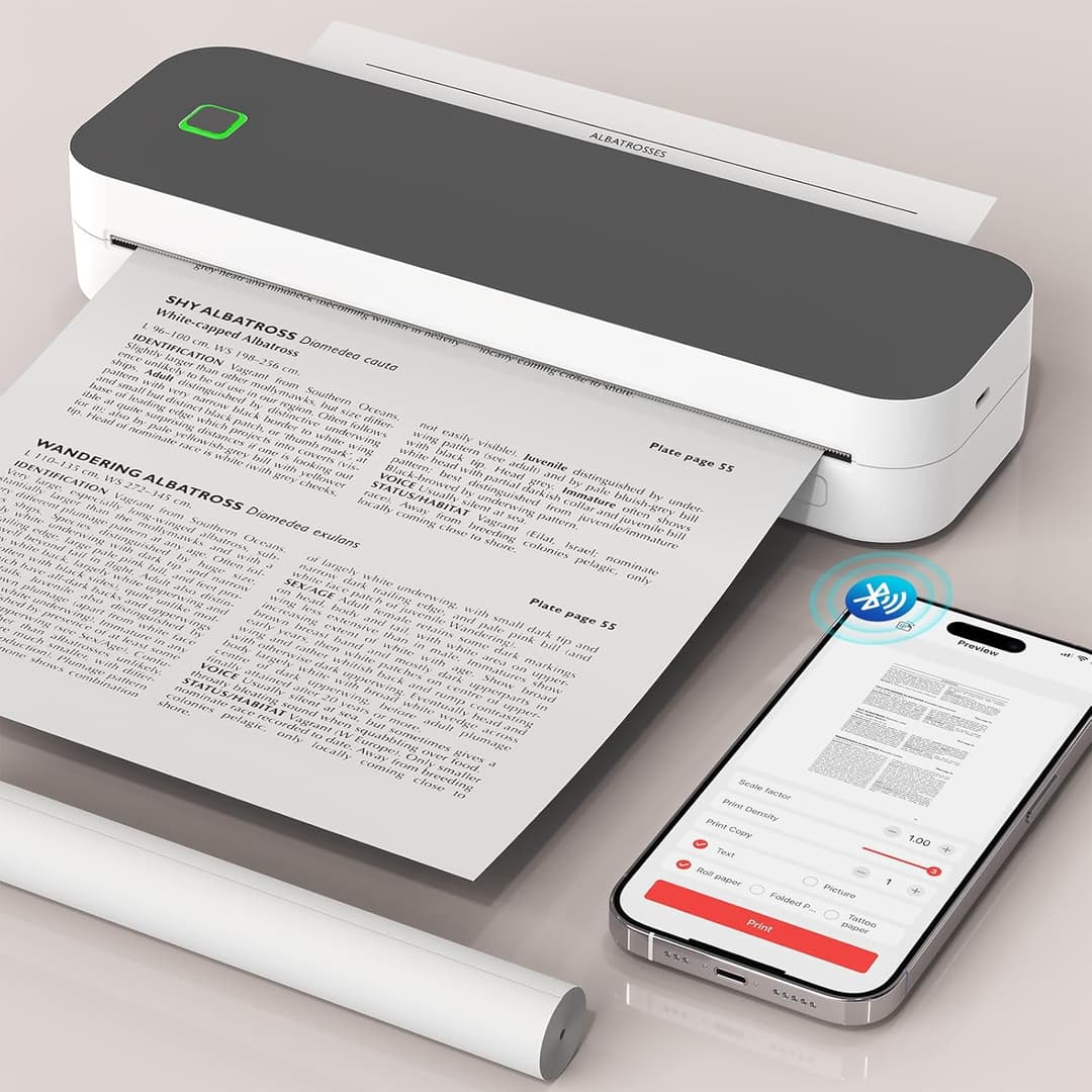 Ablemark A4 Portable Bluetooth Thermal Printer for Travel Compatible with Android & iOS and Laptop for Home, Office, Tattoo Printer