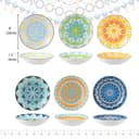 AHX Pasta Bowls Set of 6, 23 oz Shallow Ceramic Bowls for Pasta, Salad, Soup & More - Microwave, Dishwasher & Oven Safe - Colorful Pasta Bowls - 3