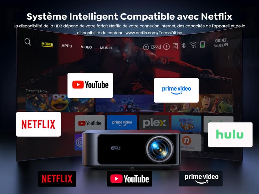 【1500 ANSI/Compatible Netflix】Vidéoprojecteur 4K Dolby 36W, AI Auto Focus/Keystone TOPTRO Projecteur Video WiFi6 Bluetooth FHD 1080P, 2*18W Haut-Parleurs Rétroprojecteur 4K Home Cinéma Extérieur/PS5 - 2