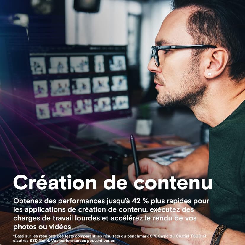 Crucial T500 SSD 2To PCIe Gen4 NVMe M.2, Jusqu’à 7400 Mo/s, TLC NAND, Compatible avec Ordinateur Portable et de Bureau, Disque Dur Interno, Microsoft DirectStorage - CT2000T500SSD8 - 6