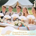 iZoeL 24 Wedding Fan White Paper Fan Handheld Hand Fan Folding for Guests White Traditional Fans Sumner Gifts for Church Hen Party Wedding Decorations DIY Wall Decor - 5