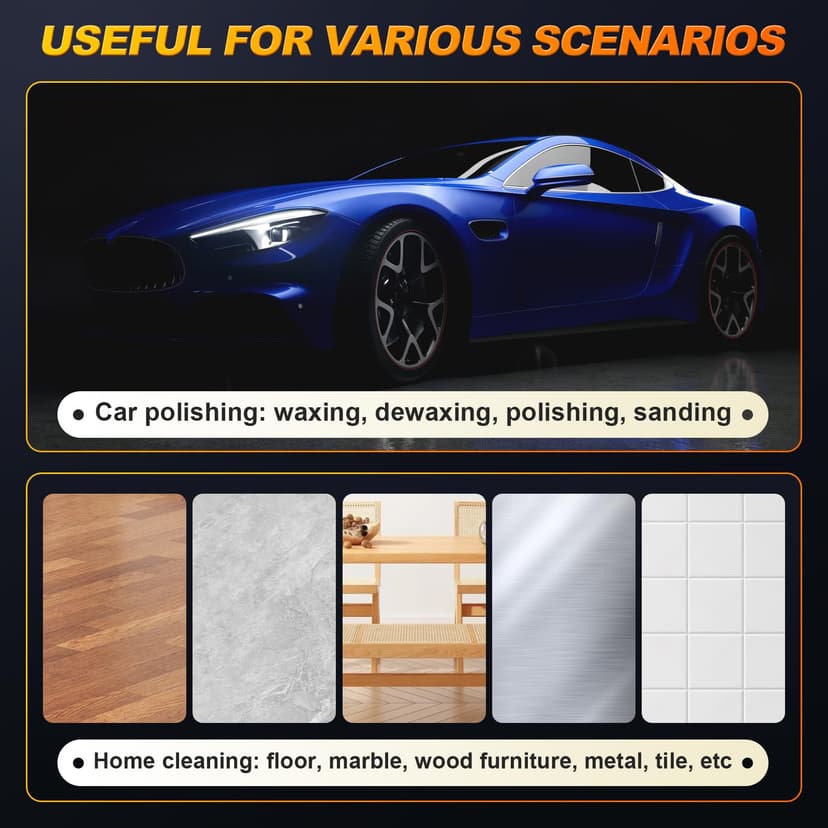 Polisseuse Voiture Sans Fil 150 mm à Double Action avec 2×21V 2000mAh Batteries, 13pcs Kit Polissage Voiture, 6 Vitesses Réglables 5500RPM, Lustreuse Polisseuse Orbitale pour Cirage et Rénovation Auto - 7