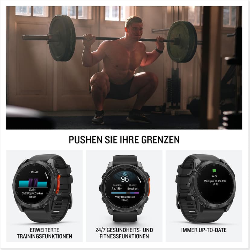 Garmin fēnix 8, 51mm Premium GPS smartwatch, AMOLED touchscreen, multisport, advanced health & training features,built-in LED flashlight,adventure watch with up to 29 days battery life, Slate Grey - 5