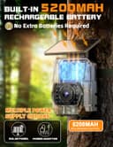 Caméra de Chasse Solaire, 60MP 4K WiFi Camera Chasse avec 5200mAh Batterie Rechargeable, 850nm LED Camera Infrarouge Vision Nocturne Animaux Caméra, Grand Angle 100°, Etanche IP66 avec Carte 32GB - 4