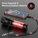 Shadowhawk LED Torch 500,000 Lumens, Extremely Bright USB Rechargeable Tactical Flashlight with Holster XHP70.2, IP67 Waterproof 5 Light Modes for Camping Hiking Emergencies - 3