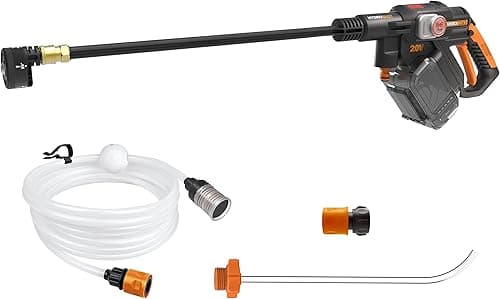 WORX Nettoyeur Haute Pression sans Fil Brushless 20V Hydroshot WG633E.9, Outil Mobile, Puise l'eau n'importe où, Tuyau 6m, Lance Longue, buse à Jets Multiples, Livré sans Batterie ni Chargeur
