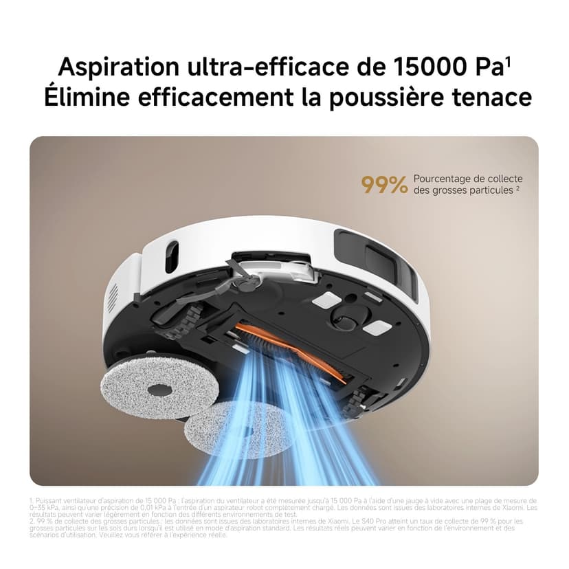Xiaomi Robot Vacuum S40 Pro, Smart Robotic Vacuum and Mop, Auto-Extending Side Brushes, 15000Pa Suction, Hard Floor & Carpet, Remote Control via App - 3