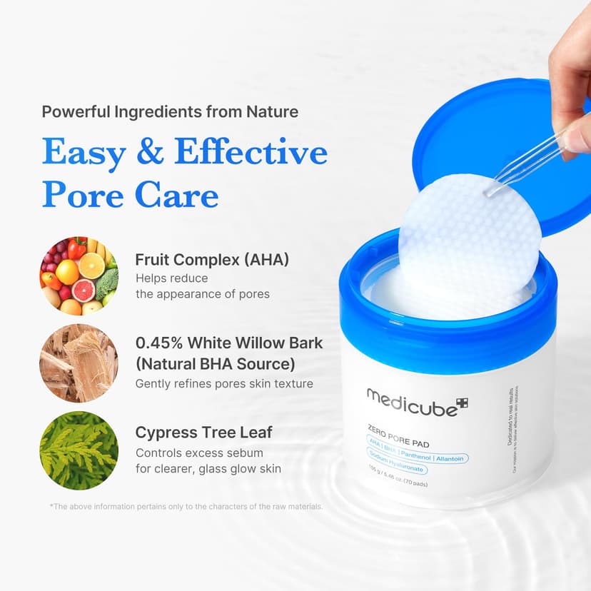 medicube Zero Pore Pads 2.0, Tonifiants Pour Le Visage À Double Texture Pour L'Exfoliation Et Le Soin Des Pores Avec 4,5% D'Acide Lactique Aha (70 Unidades) - 4