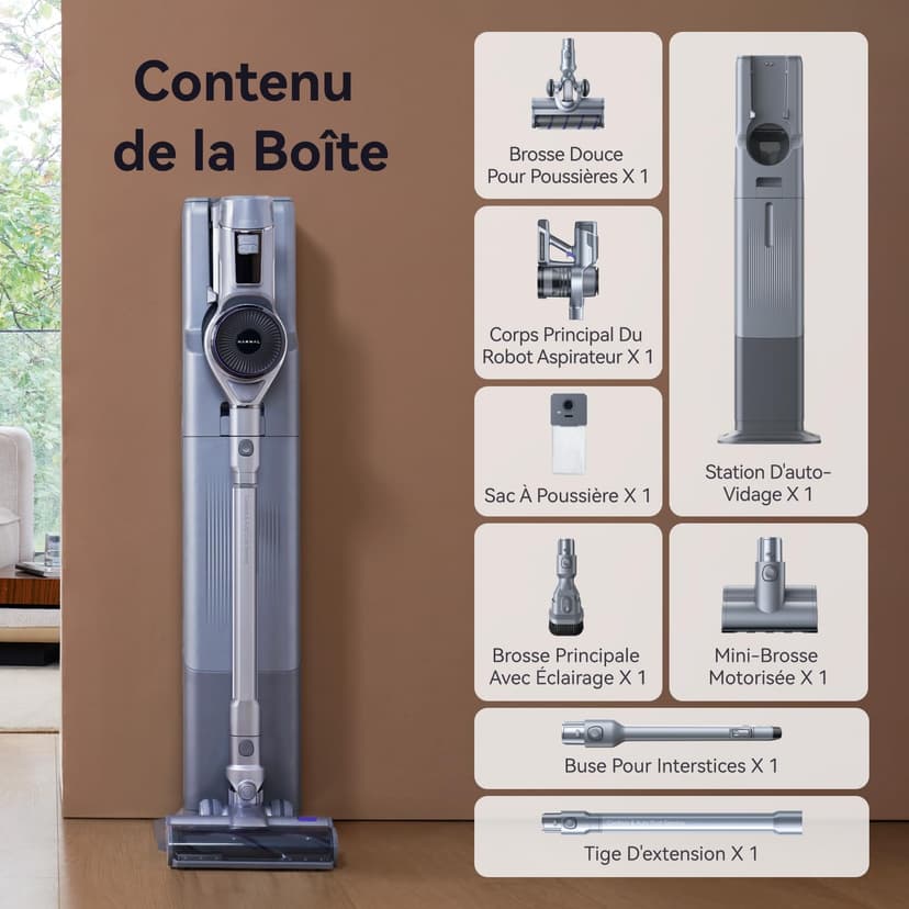 NARWAL V40 Station Aspirateur Balai sans Fil, 28000PA / 220AW, Station d'aspiration Automatique, 120 Minutes d'autonomie, Anti-emmêlement des Poils, 100 Jours sans Entretien, Brosse Multifonction - 9