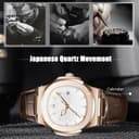 RORIOS Minimalist Wristwatch for Men Analogue Quartz Wrist Watch Date Calendar Luminous Watch Casual Stainless Steel Watch with Leather Strap - 3