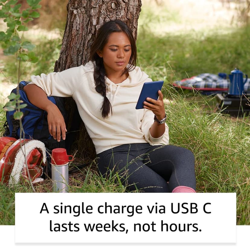 Certified Refurbished Kindle (2022 release) | The lightest and most compact Kindle, now with a 6", 300 ppi high-resolution display and double the storage, with ads, Denim - 4